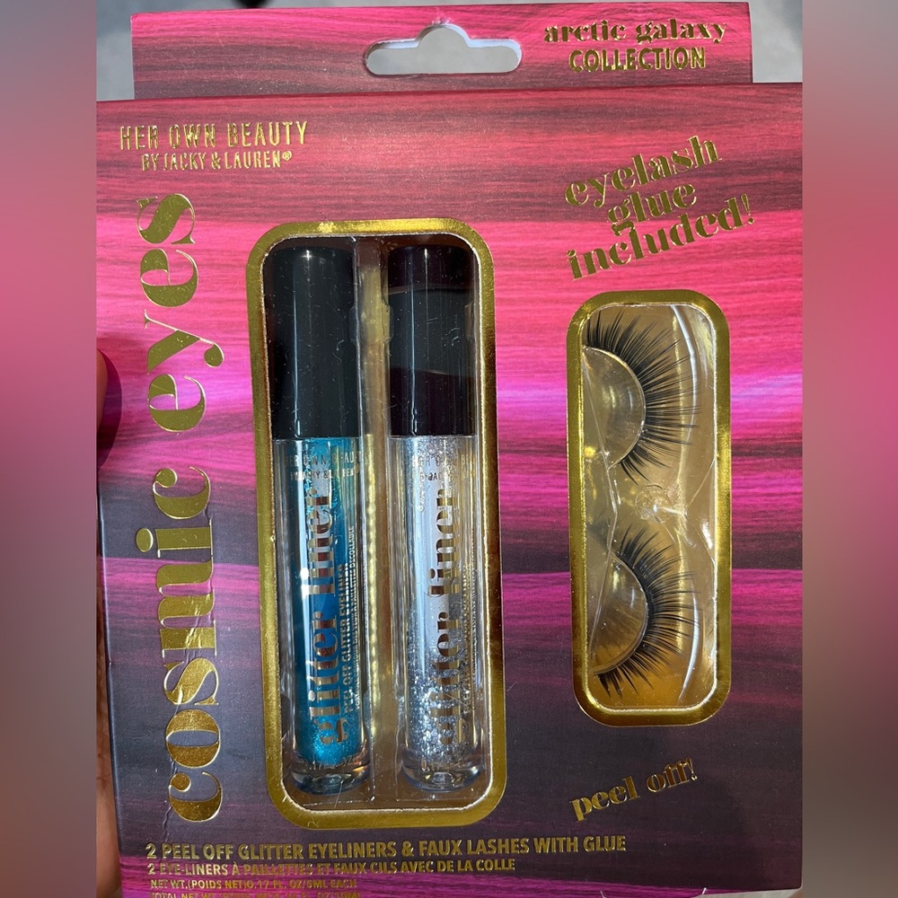 EyeLashes Glitter Eye Liner Glue Faux Lashes Blue Diamond Silver cosmic Makeup